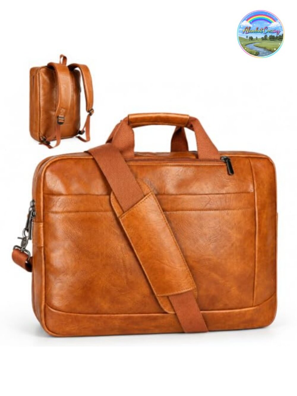 Faux Leather Messenger Bag for Men | 17-17.3 Inch Laptop Bag Briefcase